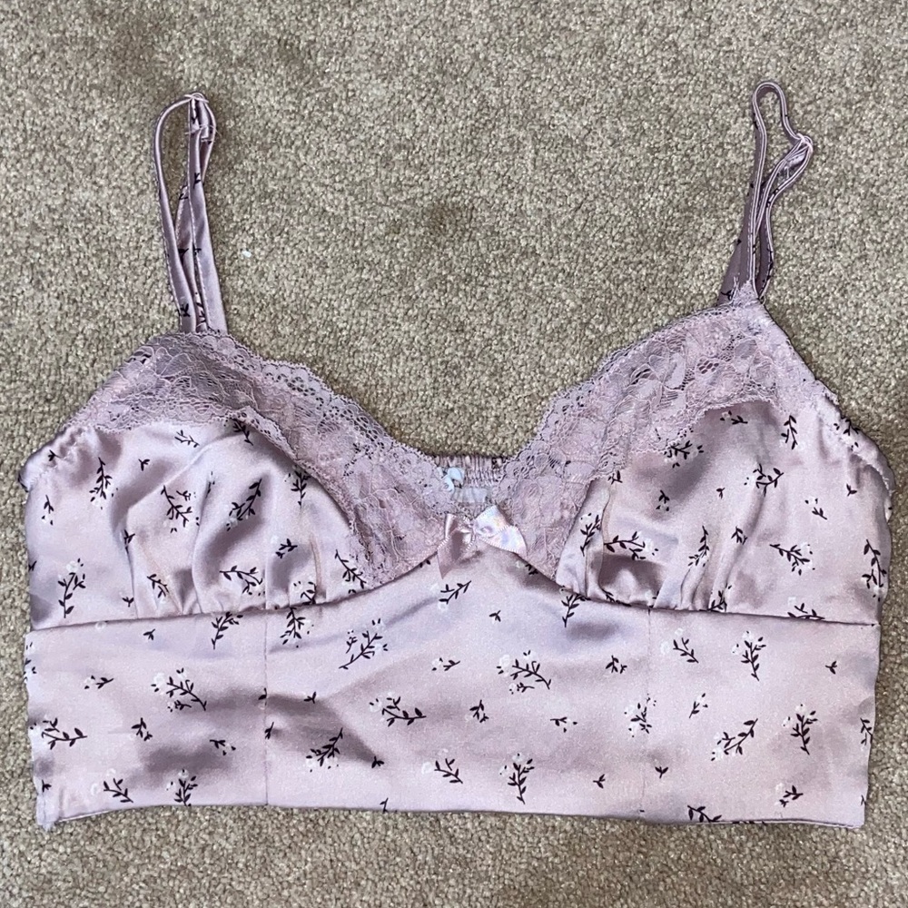 Silk Pink Lace Crop Top